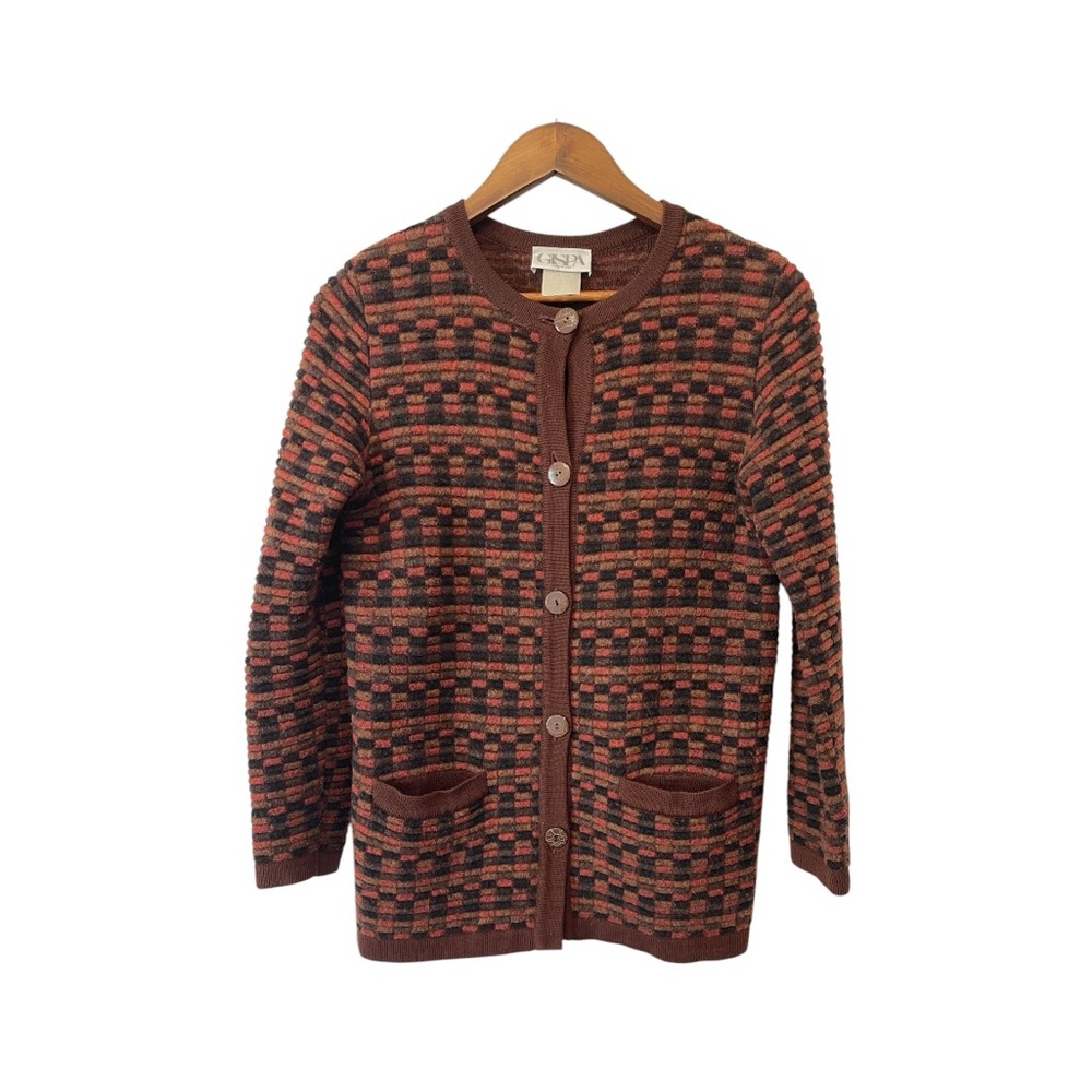 Vintage gispa Italian‎ wool cardigan size S/M button up pockets